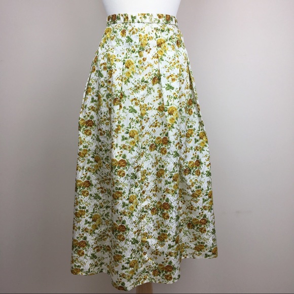 Vintage Dresses & Skirts - vintage handmade floral pleated midi skirt